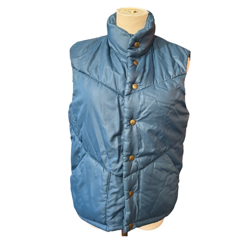 Vintage Cannondale Puffer Vest Mens Small Blue Quilted Snap Front Gorpcore Retro